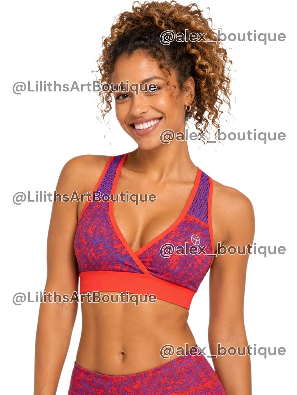Zumba Scribble V Sports Bra Rev Me Up Red Size M (G036)